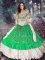 Sophisticated Taffeta Off The Shoulder Sleeveless Lace Up Embroidery and Ruffled Layers Ball Gown Prom Dress in Green