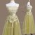 Super Tea Length Lace Up Vestidos de Damas Olive Green for Prom and Party and Wedding Party with Appliques