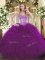 Eggplant Purple Lace Up Sweetheart Beading and Ruffles Quinceanera Dresses Organza Sleeveless