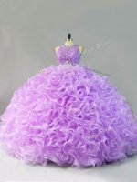 On Sale Beading and Ruffles Sweet 16 Dresses Lavender Zipper Sleeveless Floor Length