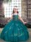 New Arrival Teal Ball Gowns Straps Sleeveless Tulle Floor Length Lace Up Beading Little Girl Pageant Gowns