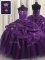 Purple Organza and Taffeta Lace Up Sweetheart Sleeveless Floor Length 15th Birthday Dress Beading and Appliques and Ruffles