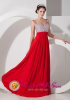 Sarandi Argentina Red Quinceanera Dama Dress Empire Straps Floor-length Taffeta Beading and Ruch(SKU JSY080802BIZ)