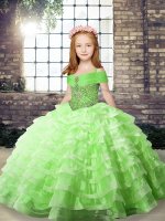 Sleeveless Organza Lace Up Little Girls Pageant Dress Wholesale for Party and Military Ball and Wedding Party