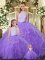 Classical Tulle Sleeveless Floor Length 15th Birthday Dress and Ruffles