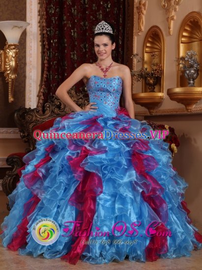 Cedar Hill TX Multi-color Beaded Decorate bodice Organza Amazing Quinceanera Dresses - Click Image to Close