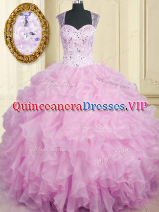 Fancy Sleeveless Zipper Floor Length Beading and Ruffles Quinceanera Dresses