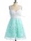 Smart Lace Quinceanera Court of Honor Dress Apple Green Lace Up Sleeveless Knee Length