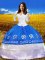 Exquisite Blue Ball Gowns Embroidery Quinceanera Dress Lace Up Taffeta 3 4 Length Sleeve Floor Length