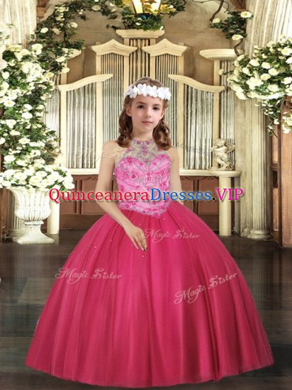 Sleeveless Lace Up Floor Length Beading Kids Formal Wear - Click Image to Close