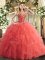 Sweetheart Sleeveless Lace Up Quinceanera Gown Watermelon Red Tulle