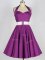 Customized Knee Length Purple Quinceanera Court Dresses Taffeta Sleeveless Belt