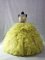 Sleeveless Brush Train Zipper Beading and Ruffles Quinceanera Gown