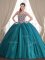 Teal Sweetheart Neckline Beading Quinceanera Dress Sleeveless Lace Up