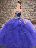 Beautiful Purple Vestidos de Quinceanera Sweet 16 and Quinceanera with Beading and Embroidery Sweetheart Sleeveless Lace Up