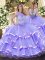 Dynamic Lavender Zipper Sweet 16 Dress Beading and Ruffled Layers Sleeveless Floor Length