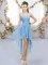 Affordable High Low Blue Court Dresses for Sweet 16 Sweetheart Sleeveless Lace Up