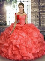 Adorable Organza Sleeveless Floor Length Sweet 16 Quinceanera Dress and Beading and Ruffles
