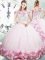 Ball Gowns Sleeveless Pink Sweet 16 Dress Brush Train Lace Up