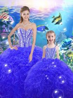 Elegant Sweetheart Sleeveless Organza Vestidos de Quinceanera Beading and Ruffles Lace Up