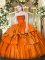 Orange Red Zipper Strapless Ruffled Layers 15th Birthday Dress Organza Sleeveless