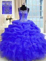Floor Length Zipper Vestidos de Quinceanera Purple for Military Ball and Sweet 16 and Quinceanera with Beading and Ruffles(SKU PSSW0344-4BIZ)