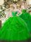 Sweetheart Sleeveless Lace Up Quinceanera Gowns Green Tulle