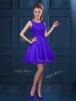 Sumptuous Scoop Sleeveless Zipper Court Dresses for Sweet 16 Purple Tulle