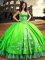 Off the Shoulder Lace and Embroidery Ball Gown Prom Dress Lace Up Sleeveless Floor Length