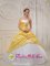 Exquisite Strapless Yellow and White Sweet 16 Wedding Dress in Wellington FL