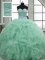 Fashionable Apple Green Sleeveless Organza Lace Up Quince Ball Gowns for Military Ball and Sweet 16 and Quinceanera