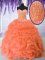 Orange Red Organza Lace Up Sweetheart Sleeveless Floor Length 15 Quinceanera Dress Beading and Ruffles