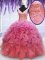 On Sale Floor Length Lace Up 15 Quinceanera Dress Pink for Prom and Military Ball and Sweet 16 and Quinceanera with Beading and Embroidery and Ruffles