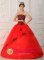 Norfolk Nebraska/NE Red Beaded Decorate Bodice Quinceanera Dress For Strapless Brand New Style Satin and Organza Ball Gown