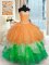 Multi-color Ball Gowns Beading and Ruffles Quince Ball Gowns Lace Up Organza Sleeveless Floor Length