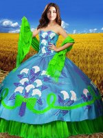 Sweetheart Sleeveless Lace Up Quinceanera Gown Multi-color Taffeta(SKU XBQD017-5BIZ)