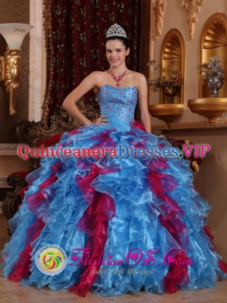Konnevesi Finland Multi-color Beaded Decorate bodice Organza Amazing Quinceanera Dresses