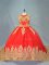 New Arrival Red Lace Up Scoop Appliques Sweet 16 Dresses Tulle Sleeveless Court Train