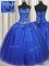 Royal Blue Ball Gowns Tulle Sweetheart Sleeveless Beading and Appliques Floor Length Lace Up Quinceanera Dresses