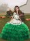 Latest Green Little Girls Pageant Dress Party and Military Ball and Wedding Party with Embroidery Straps Sleeveless Lace Up