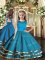 Fantastic Teal Scoop Lace Up Ruffled Layers High School Pageant Dress Sleeveless
