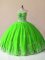 Sleeveless Tulle Floor Length Lace Up Sweet 16 Quinceanera Dress in with Embroidery