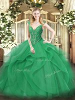 Sleeveless Lace Up Floor Length Beading and Ruffles Sweet 16 Dress(SKU SJQDDT1421002-1BIZ)