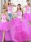 Four Piece Tulle Strapless Sleeveless Lace Up Beading and Appliques and Ruffles Quinceanera Gown in Fuchsia