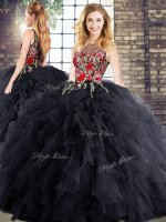 Noble Floor Length Black Quince Ball Gowns Bateau Sleeveless Zipper