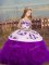 Amazing Purple Sleeveless Floor Length Embroidery and Ruffles Lace Up Little Girls Pageant Dress Wholesale