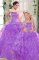 High End Purple Strapless Lace Up Beading and Ruffles Vestidos de Quinceanera Sleeveless