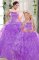 High End Purple Strapless Lace Up Beading and Ruffles Vestidos de Quinceanera Sleeveless