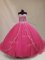 Excellent Hot Pink Ball Gowns Tulle Sweetheart Sleeveless Beading Lace Up Sweet 16 Dress Court Train