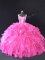 Discount Straps Sleeveless Organza Quince Ball Gowns Beading and Ruffles Lace Up